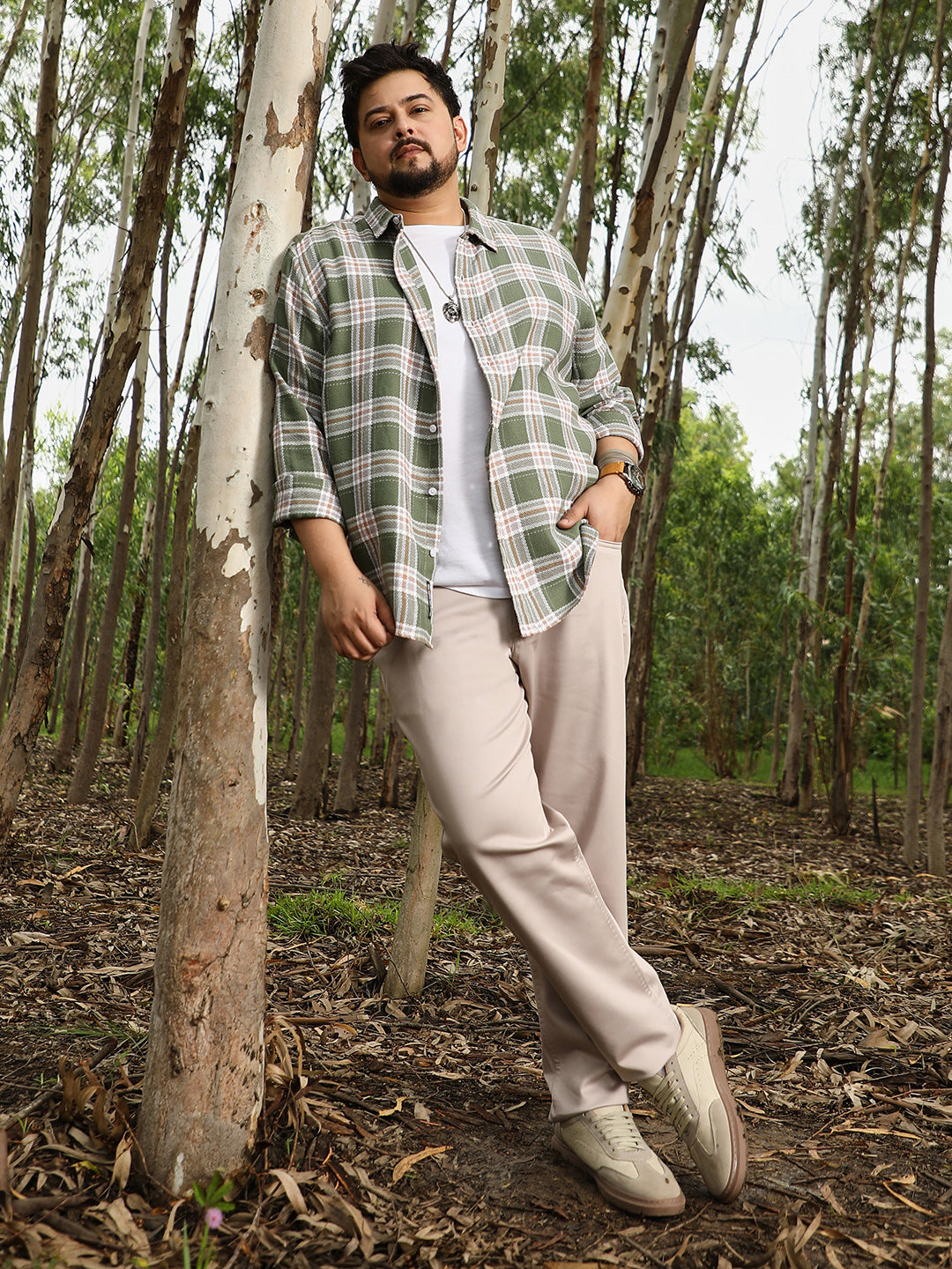 Sonic-Plaid Check Jacquard Shirt