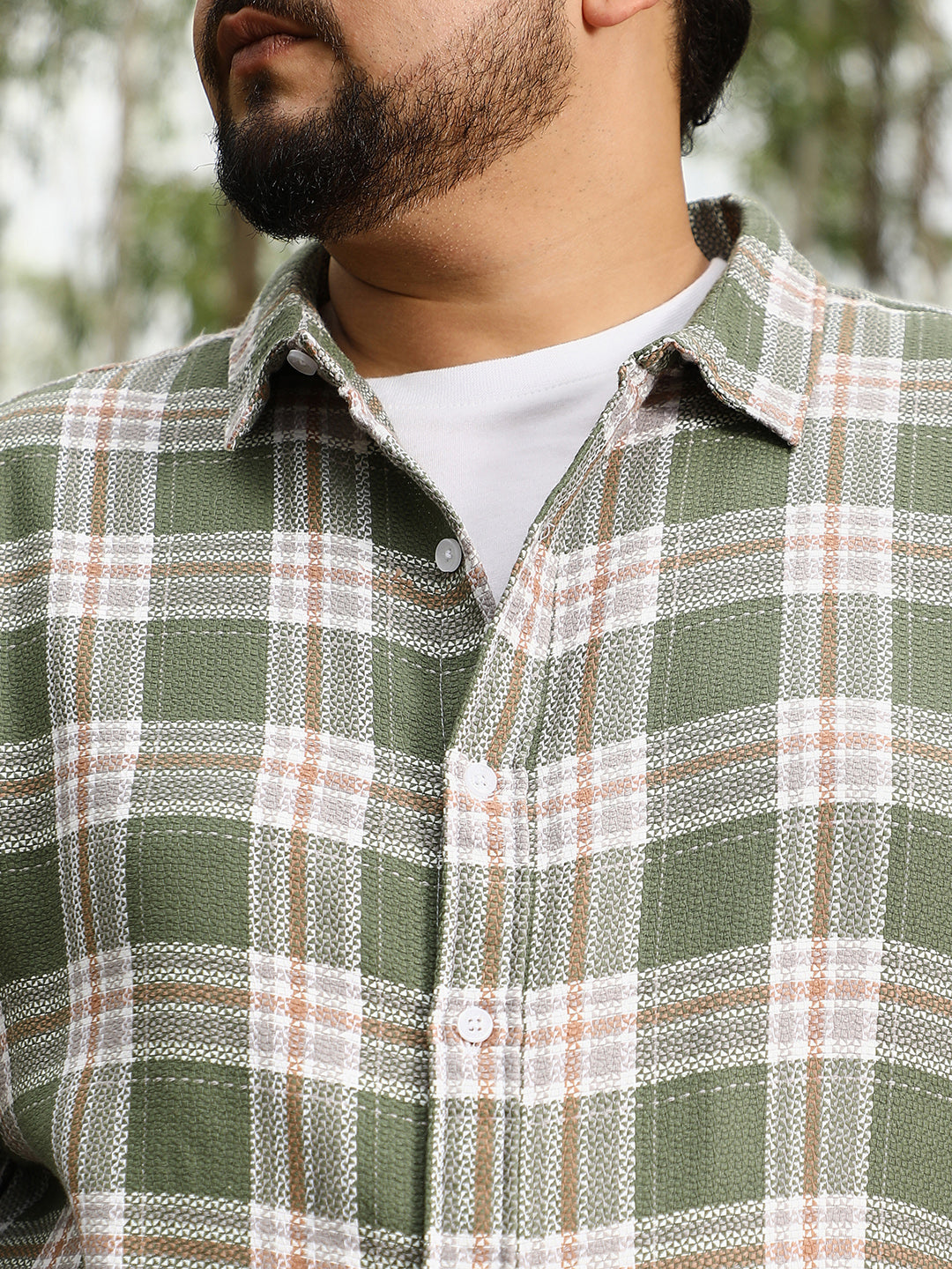 Sonic-Plaid Check Jacquard Shirt