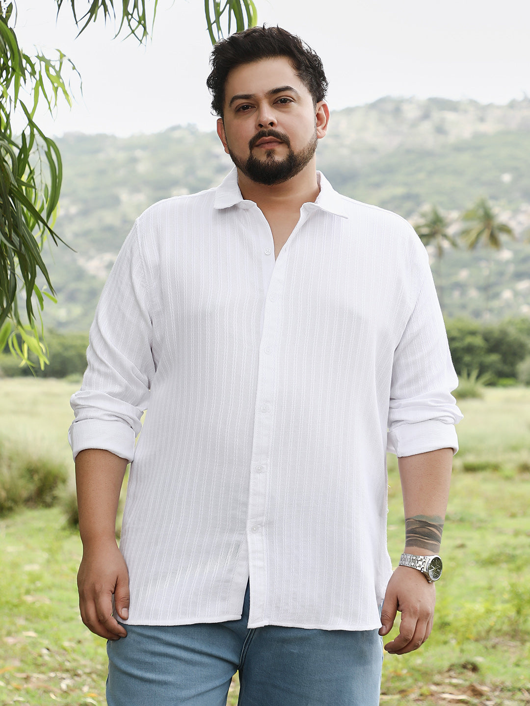Rope-Stripe Jacquard Shirt