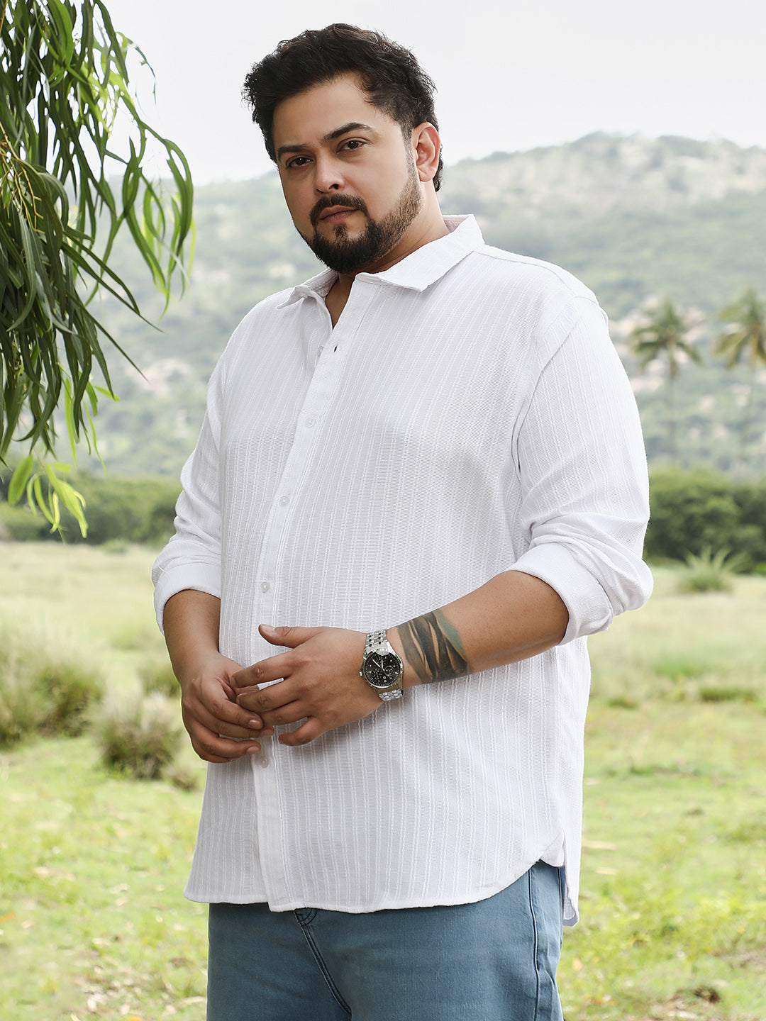 Rope-Stripe Jacquard Shirt