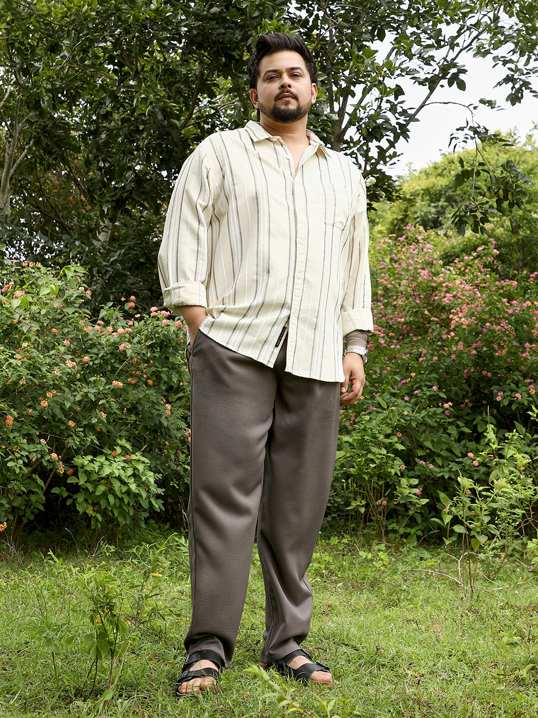 Shadow-Stripe Jacquard Shirt