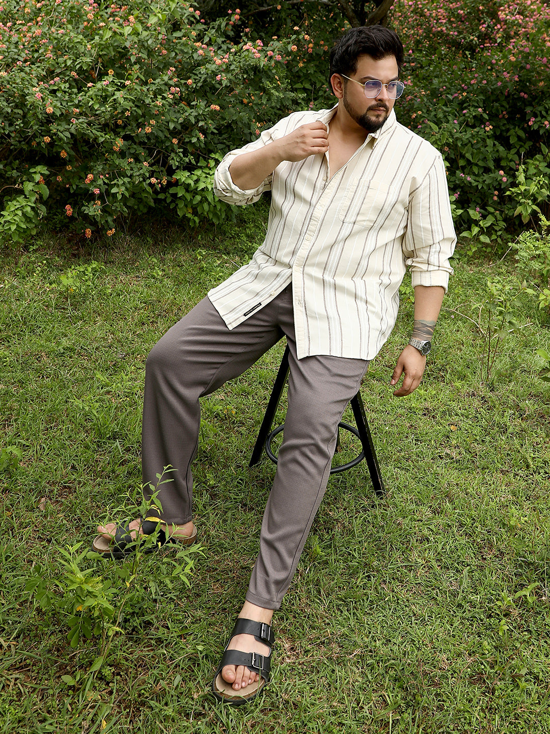 Shadow-Stripe Jacquard Shirt