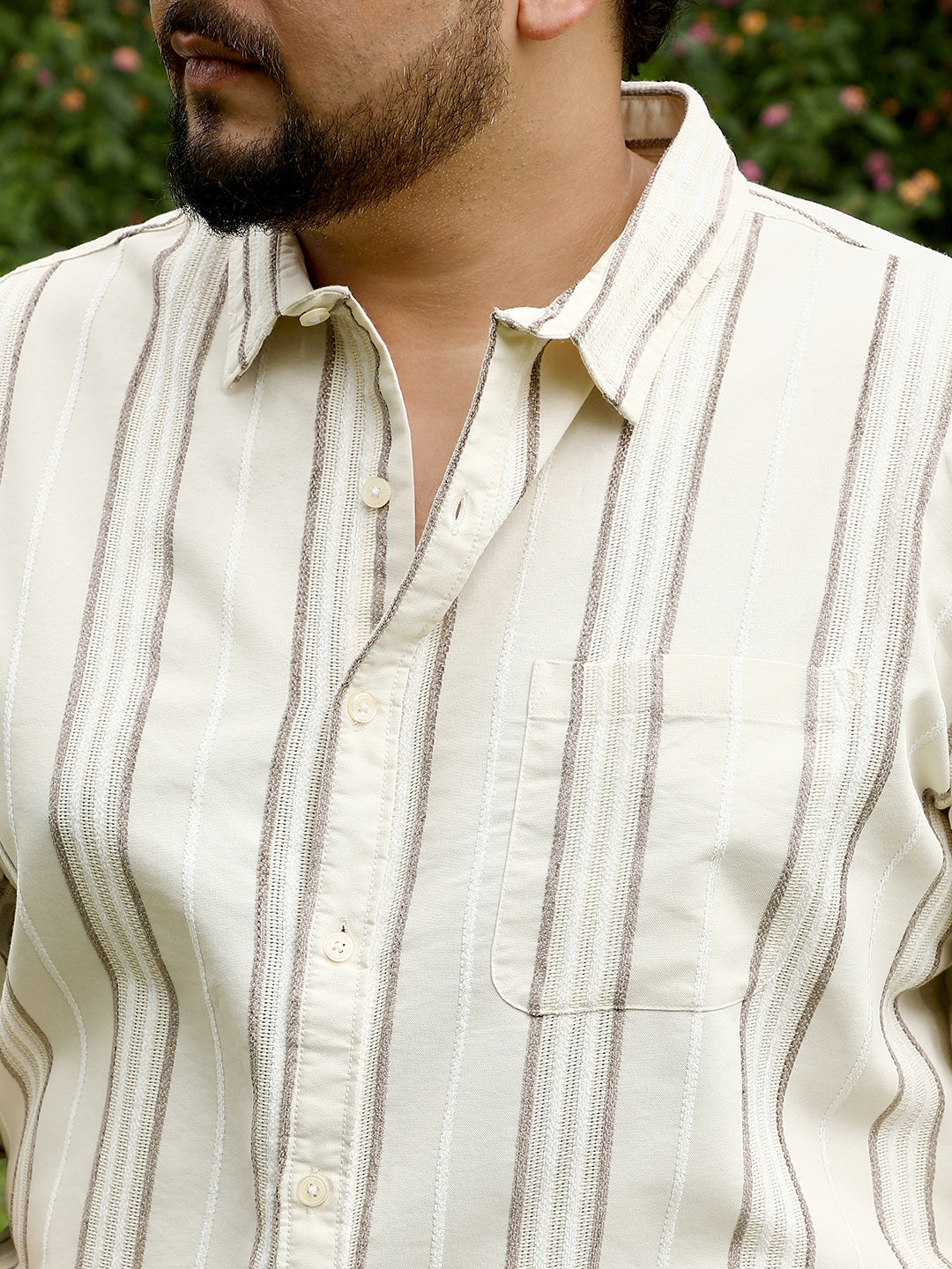 Shadow-Stripe Jacquard Shirt