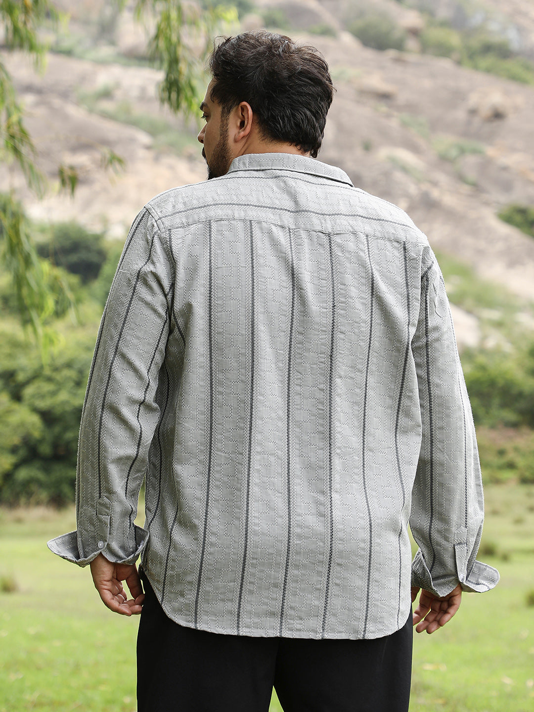 Geo-Stripe Jacquard Shirt