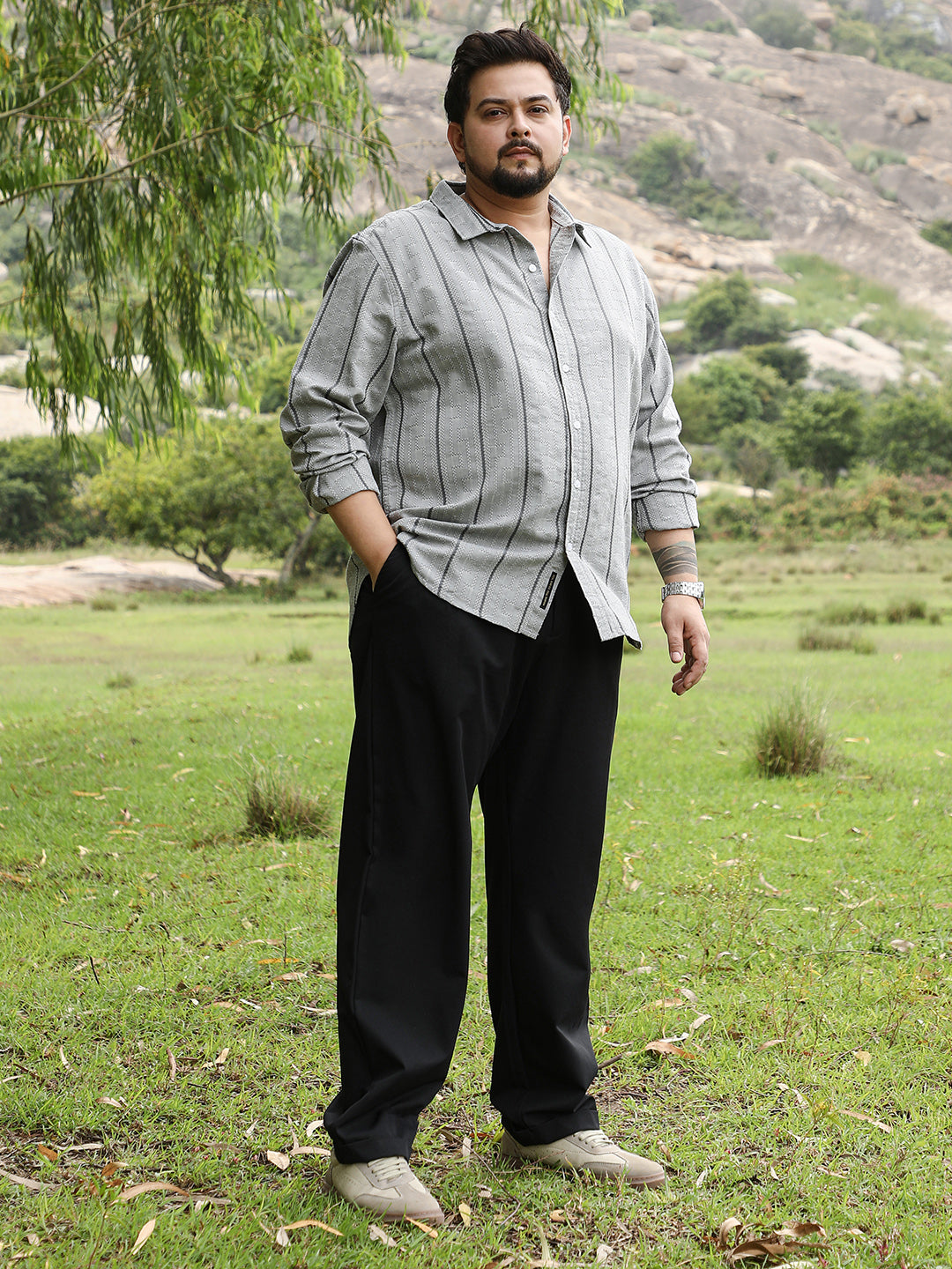 Geo-Stripe Jacquard Shirt