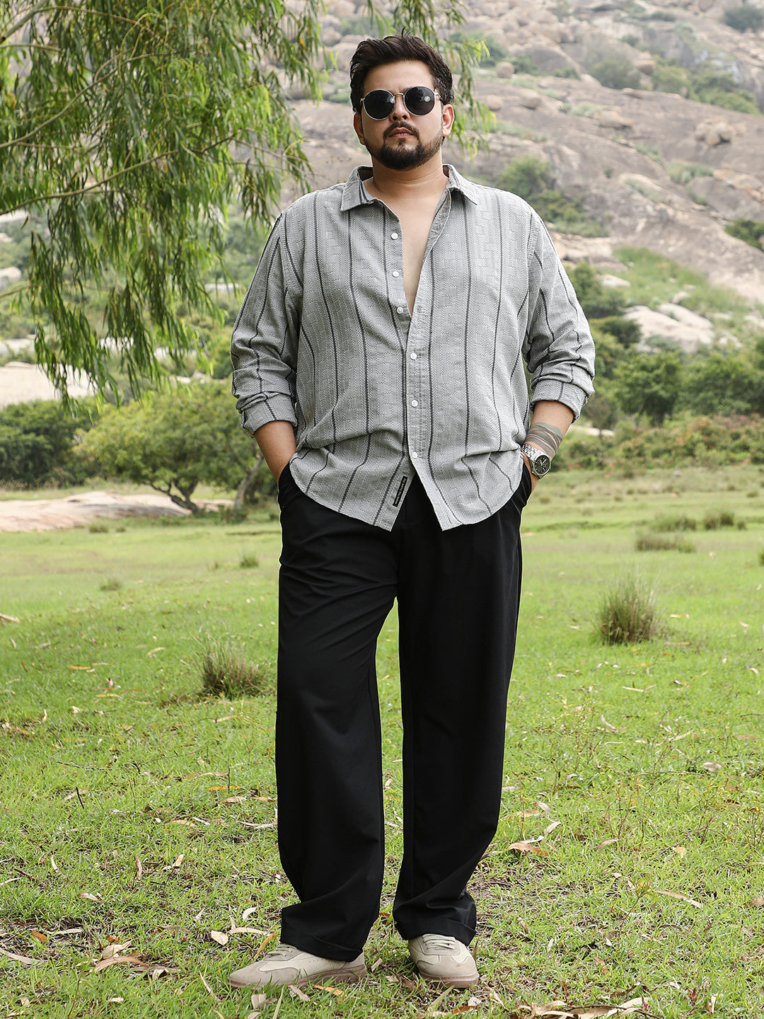 Geo-Stripe Jacquard Shirt