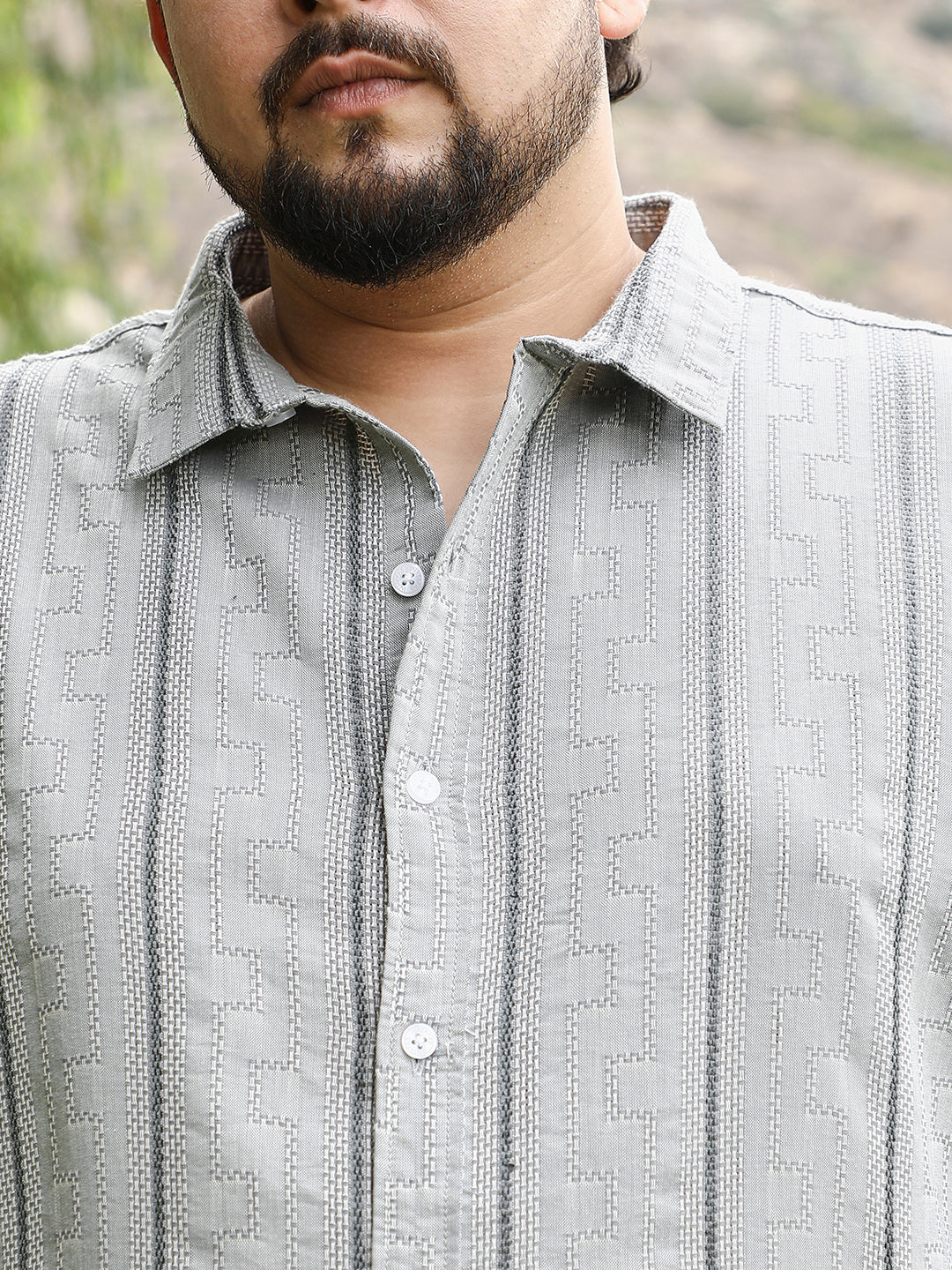 Geo-Stripe Jacquard Shirt