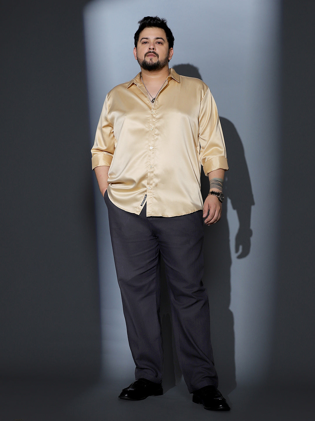 Solid-Satin Regular Shirt