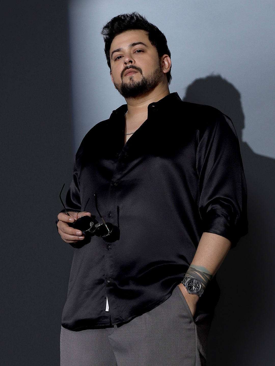 Solid-Satin Regular Shirt