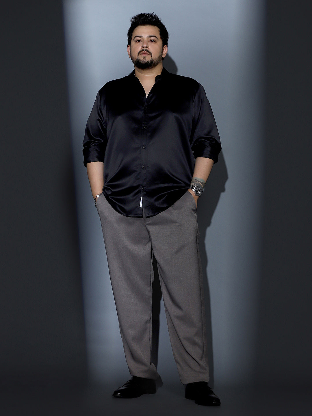 Solid-Satin Regular Shirt