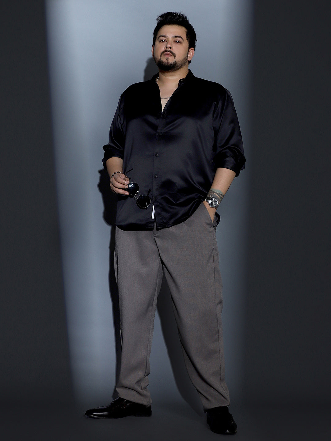 Solid-Satin Regular Shirt