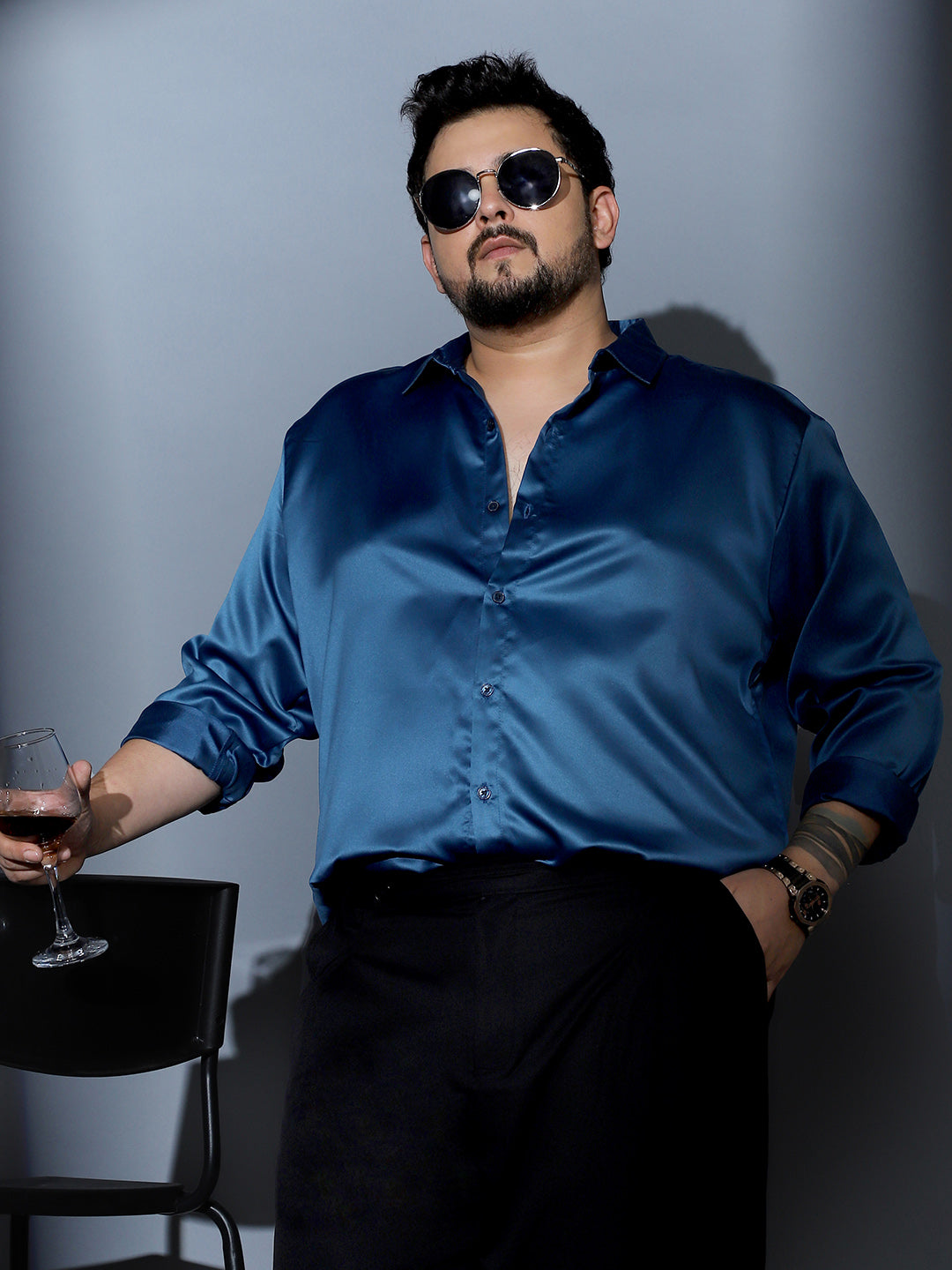 Solid-Satin Regular Shirt