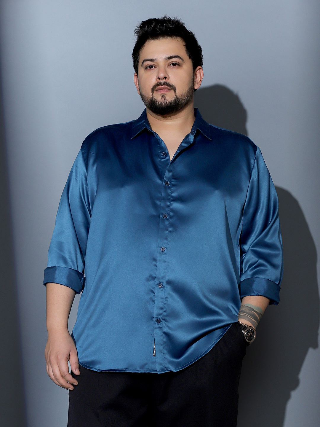 Solid-Satin Regular Shirt