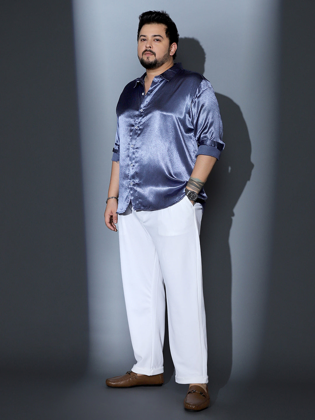 Solid-Satin Regular Shirt
