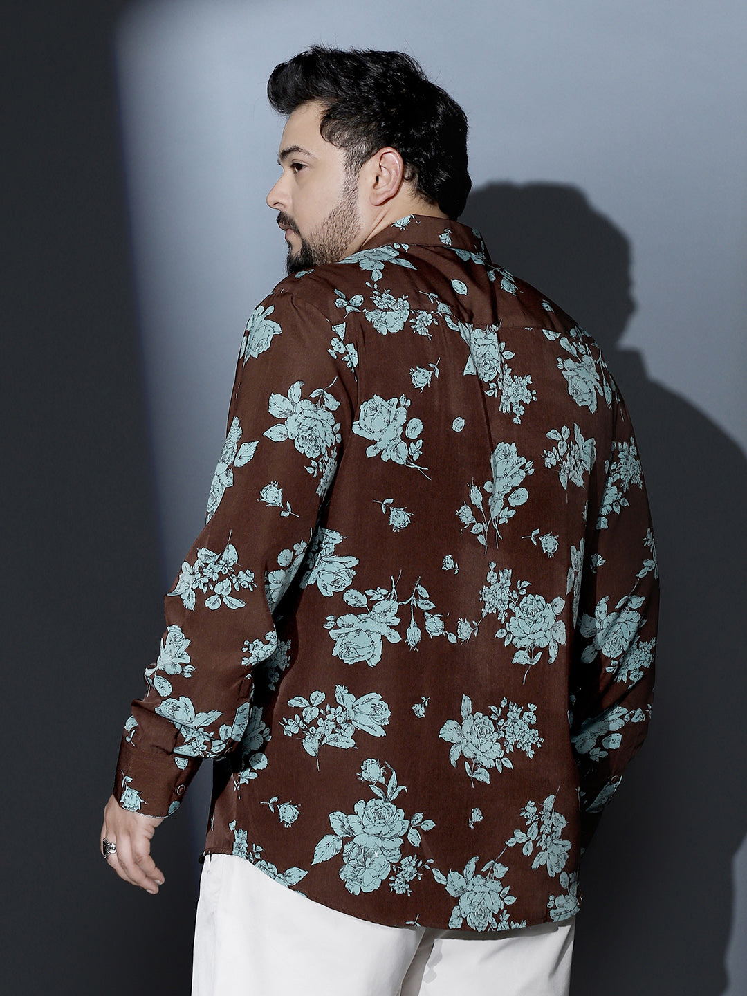 Contrast-Roses Imprint Shirt