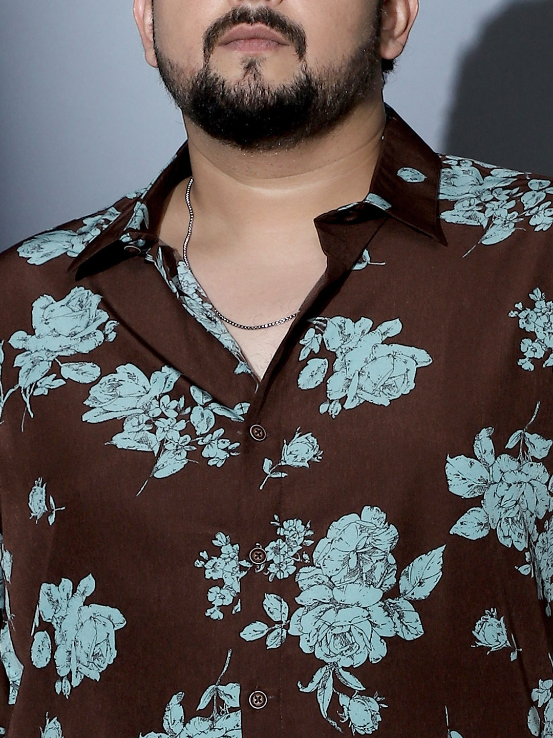 Contrast-Roses Imprint Shirt