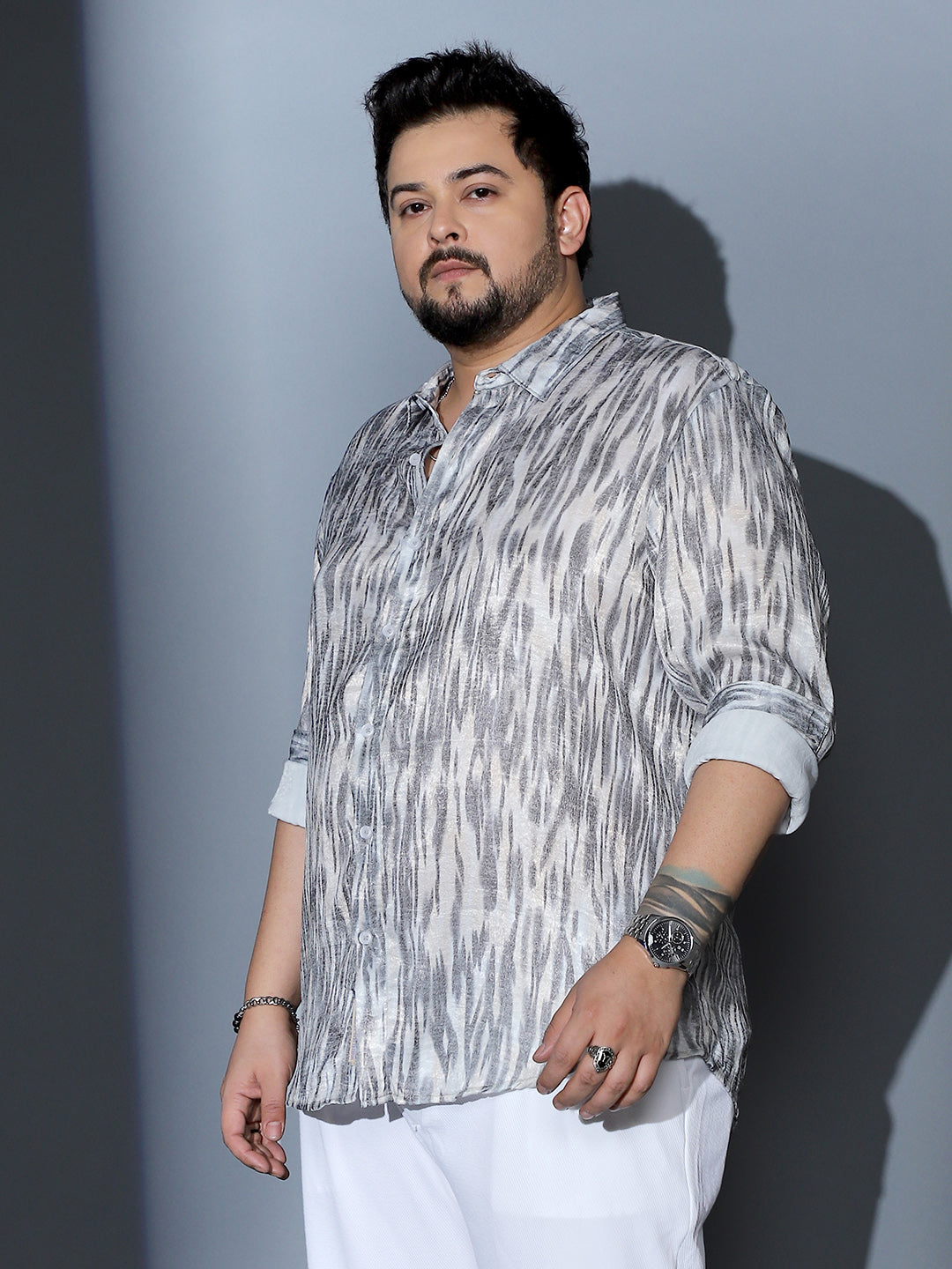 Contrast-Brush Imprint Shirt