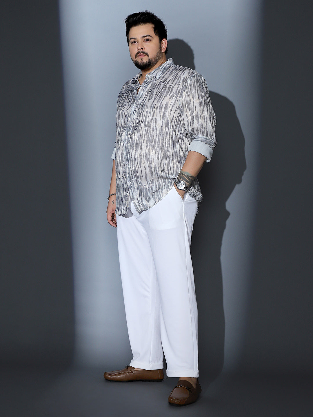 Contrast-Brush Imprint Shirt
