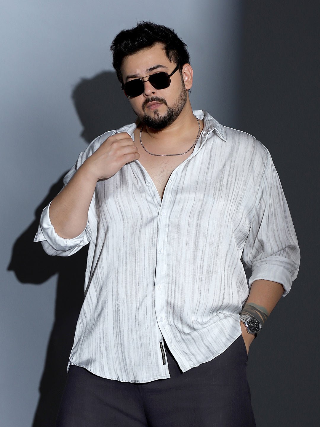 Grazed-Imprint Textured Shirt