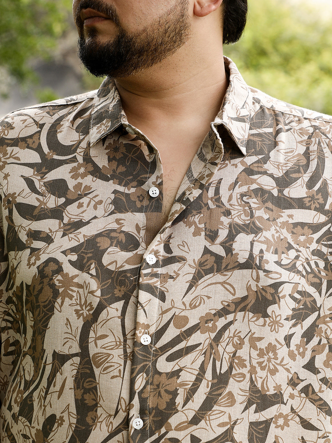Floral-Block Imprint Shirt