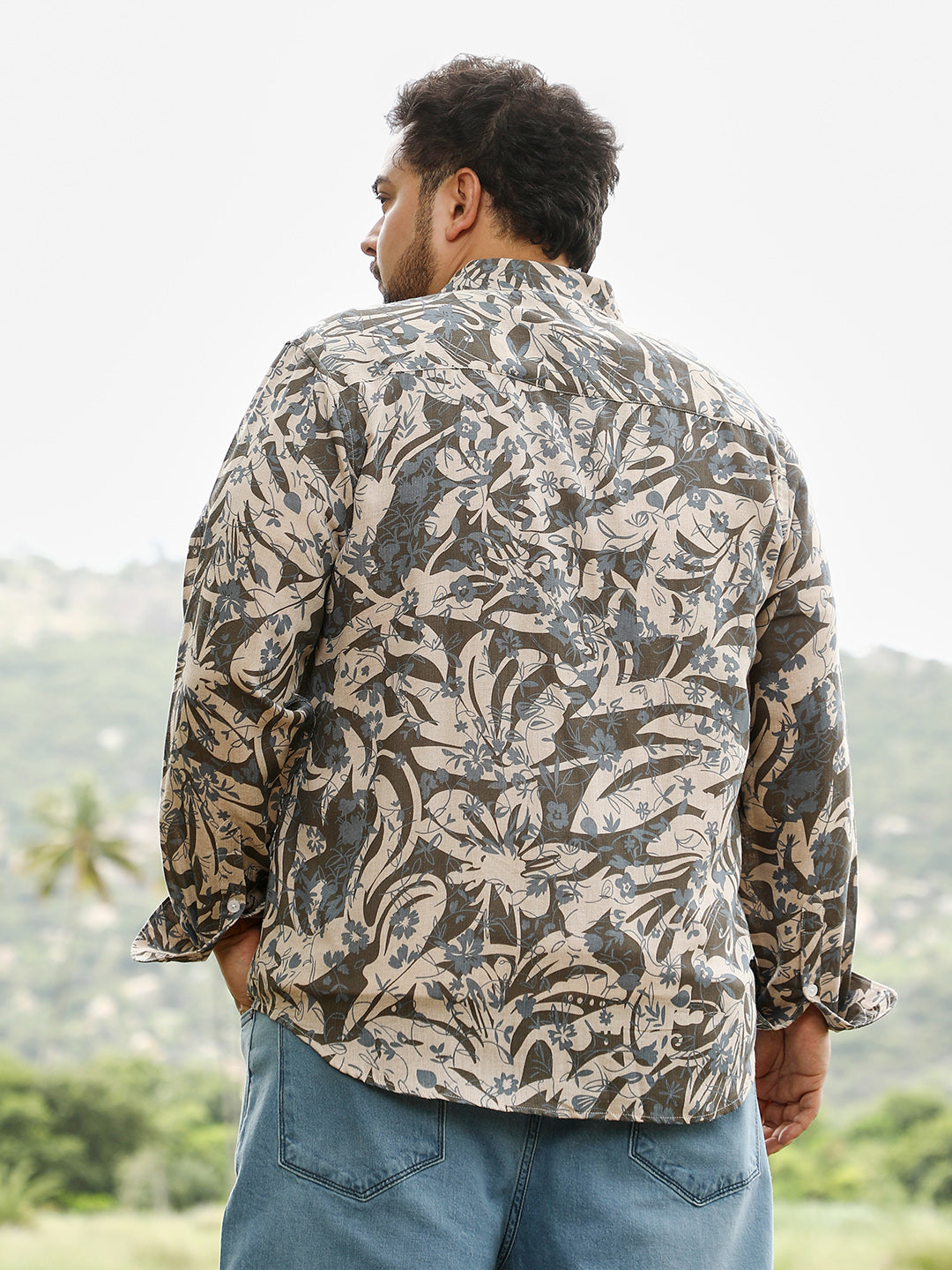 Floral-Block Jacquard Shirt