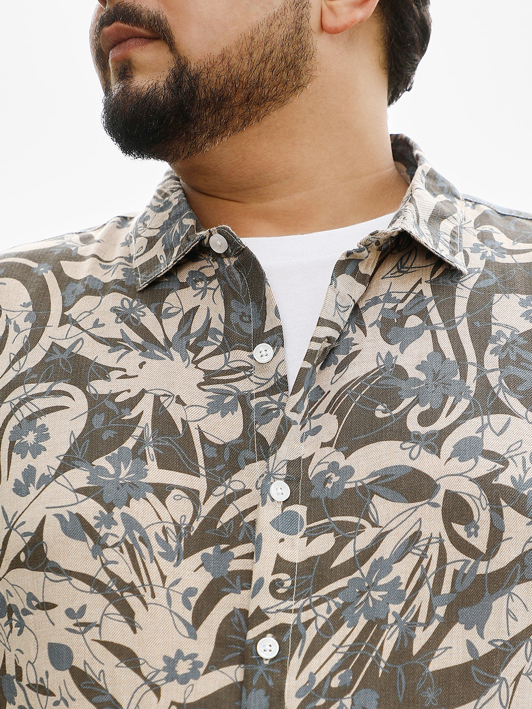 Floral-Block Jacquard Shirt
