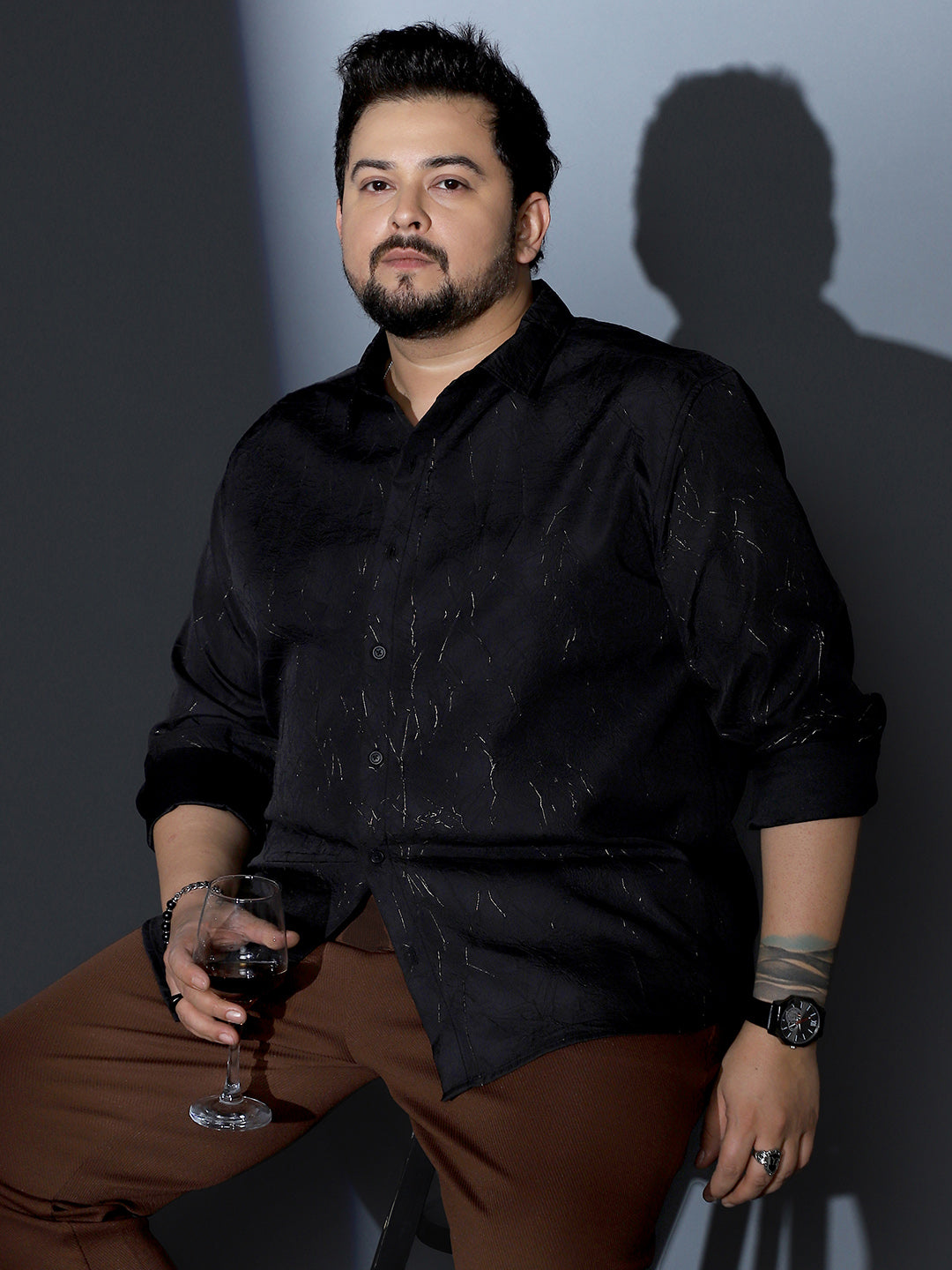 Metallic-Crushed Textured Shirt