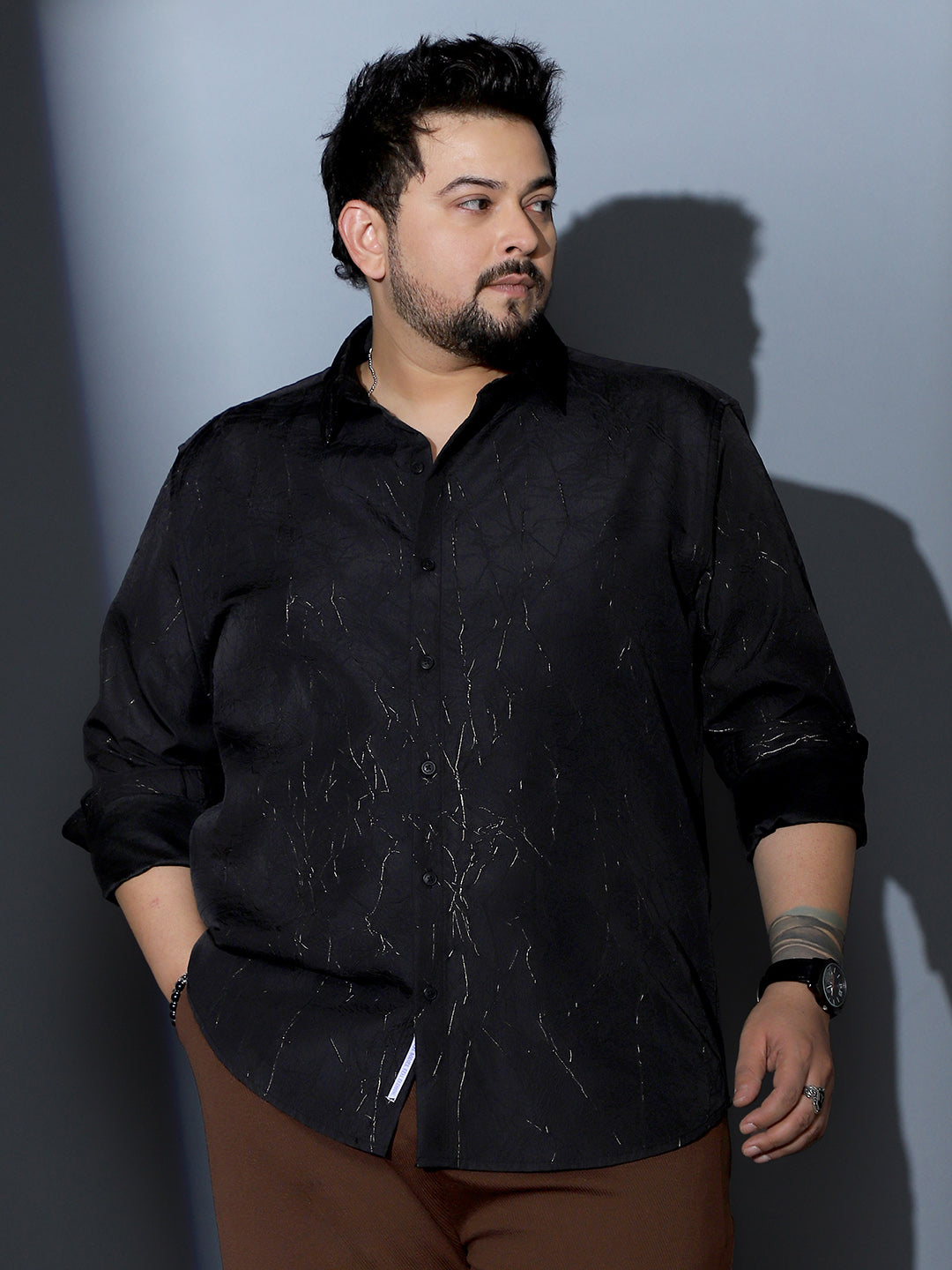 Metallic-Crushed Textured Shirt