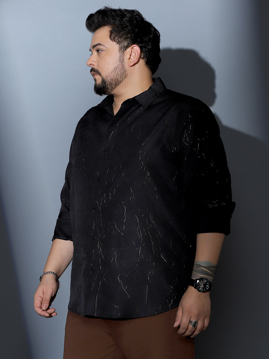 Metallic-Crushed Textured Shirt