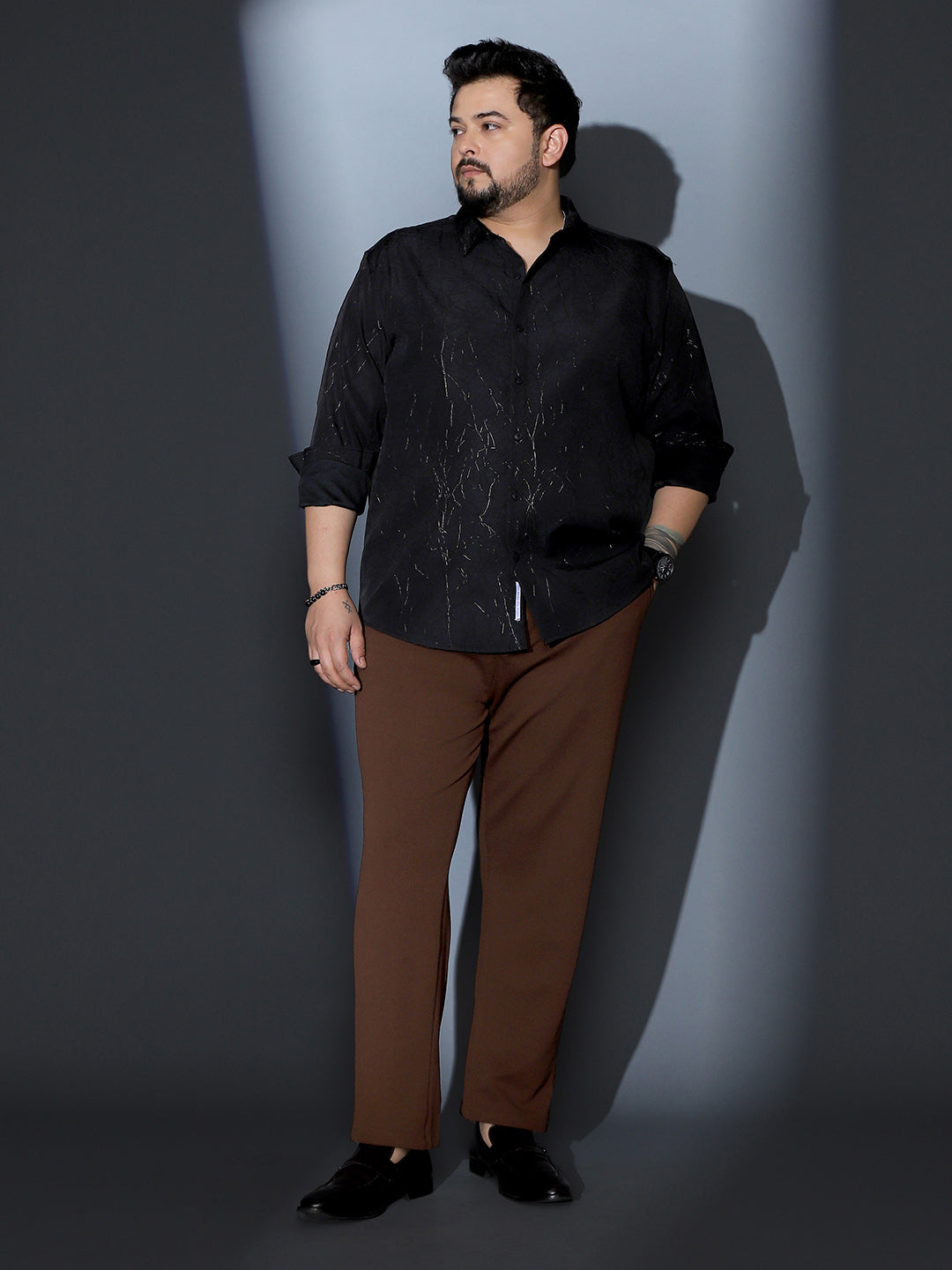 Metallic-Crushed Textured Shirt