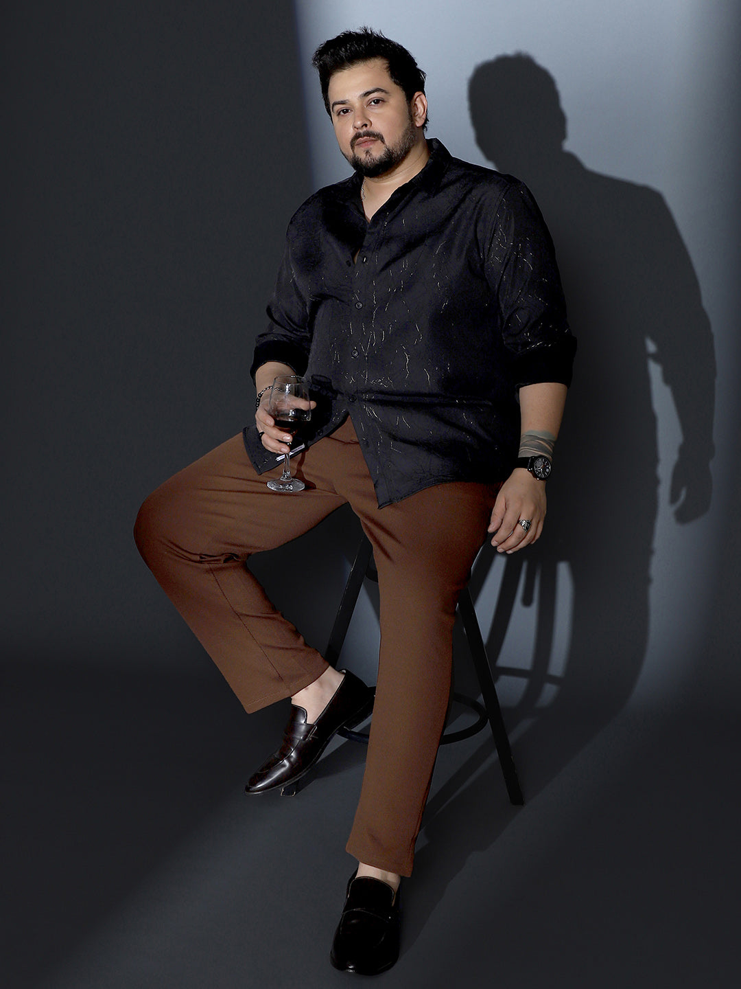Metallic-Crushed Textured Shirt