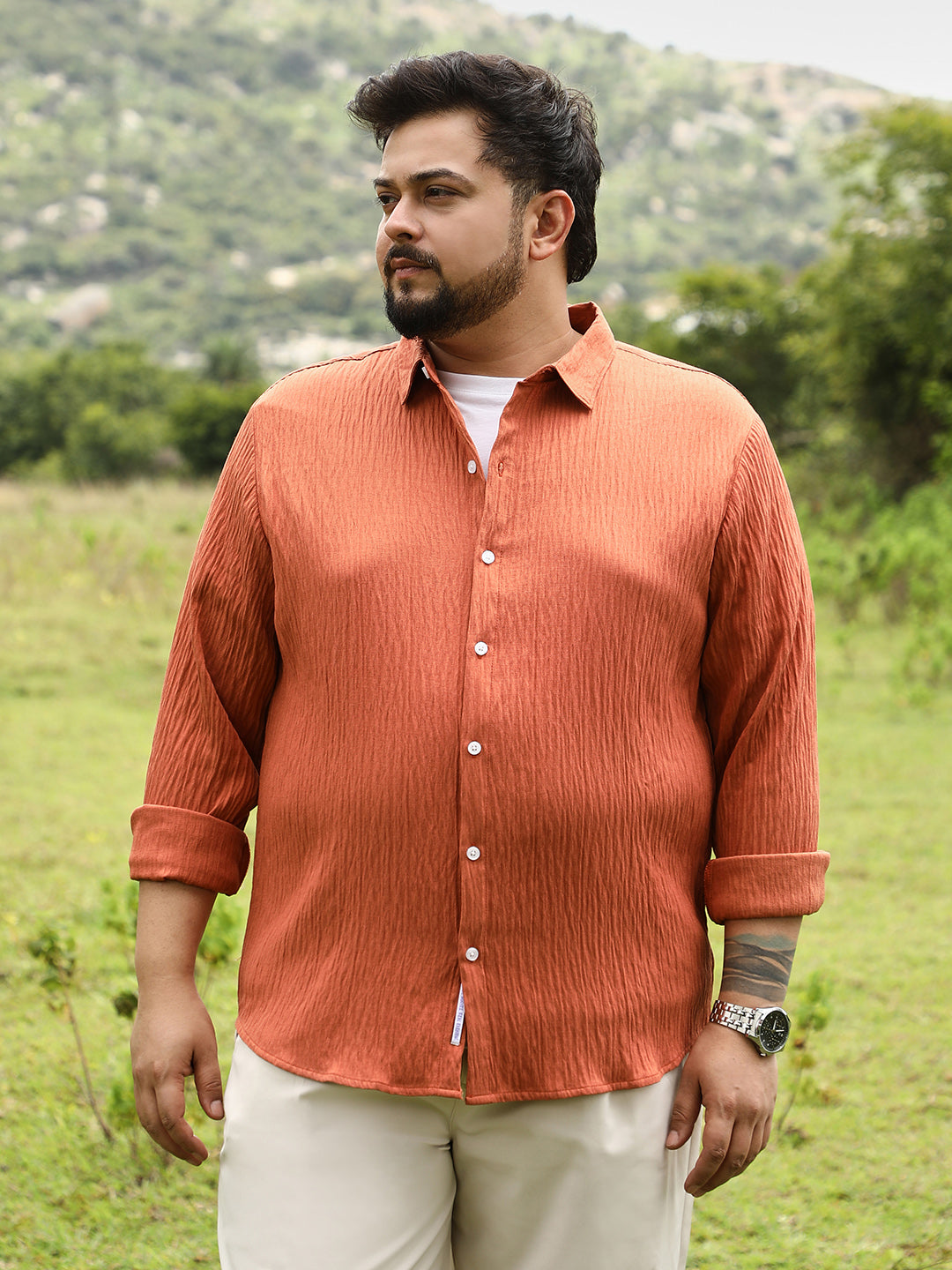 Solid Creased-Tactile Shirt