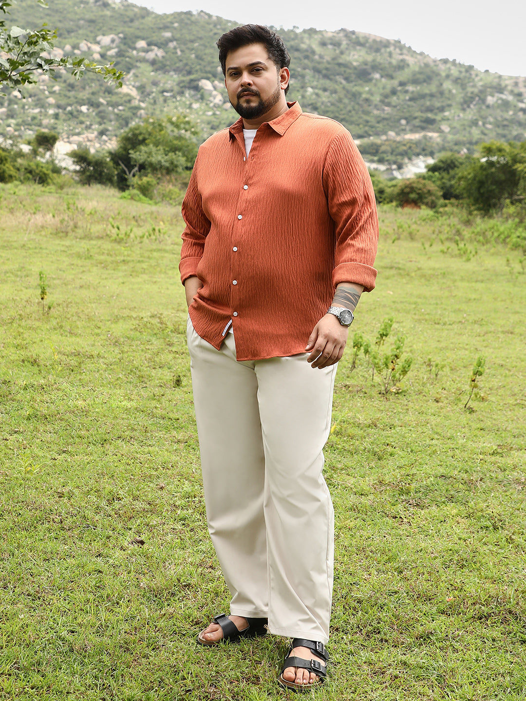 Solid Creased-Tactile Shirt