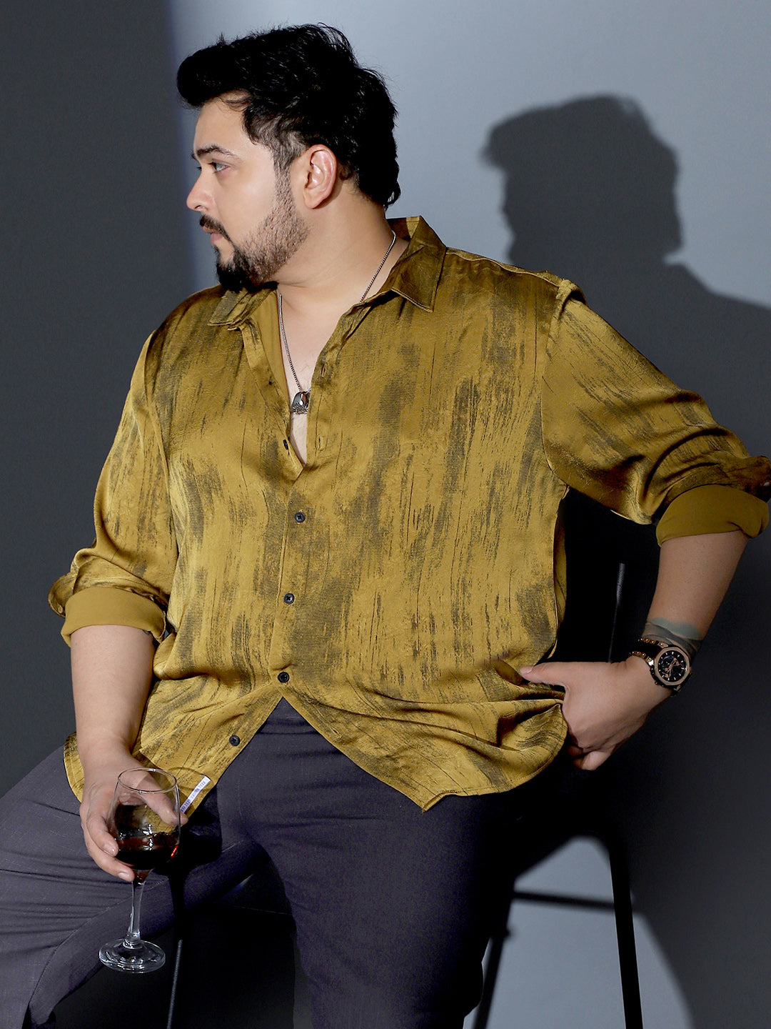 Gleaming-Grazed Satin Shirt