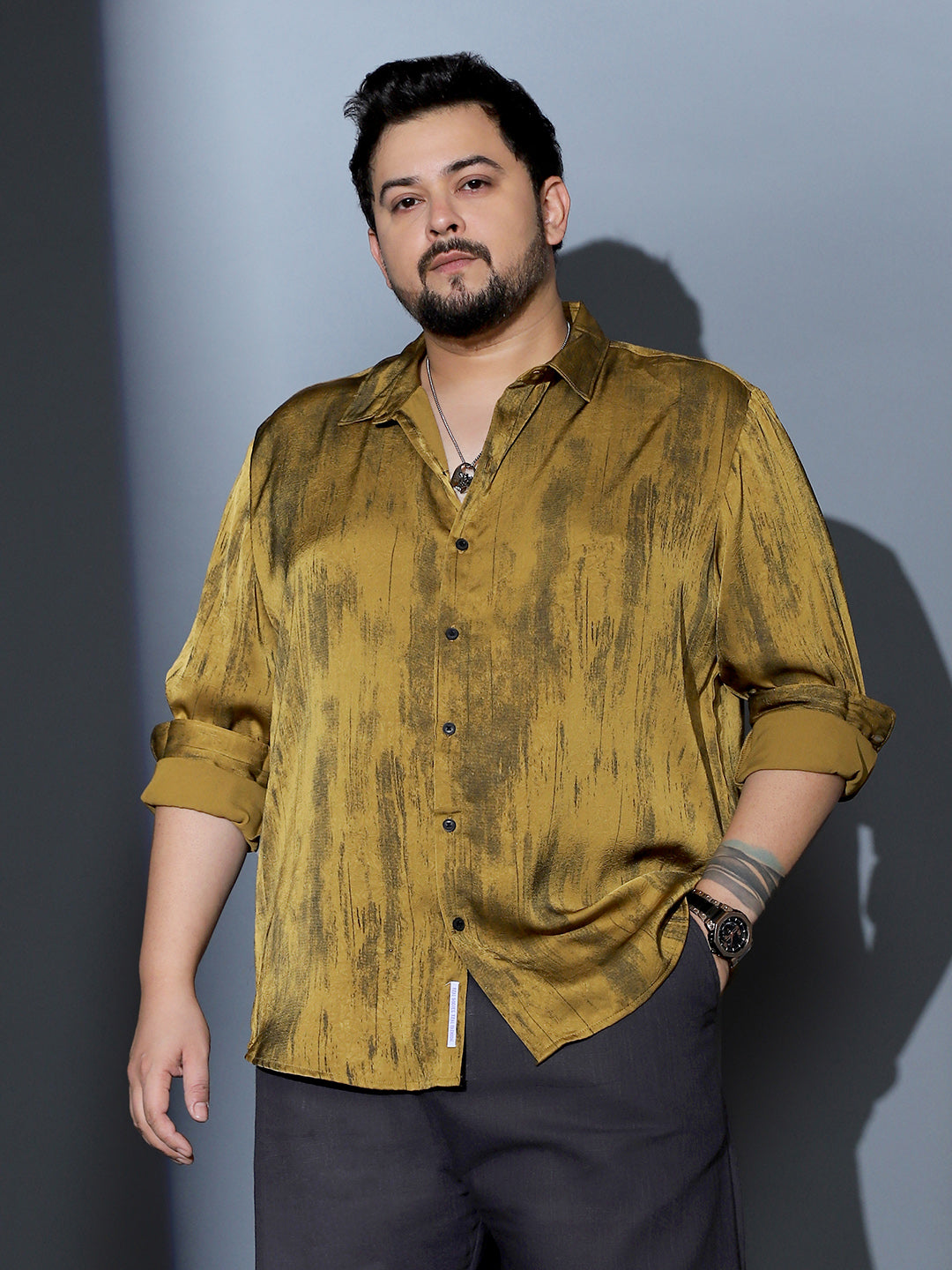 Gleaming-Grazed Satin Shirt