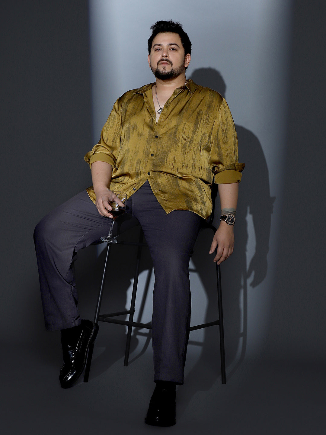 Gleaming-Grazed Satin Shirt