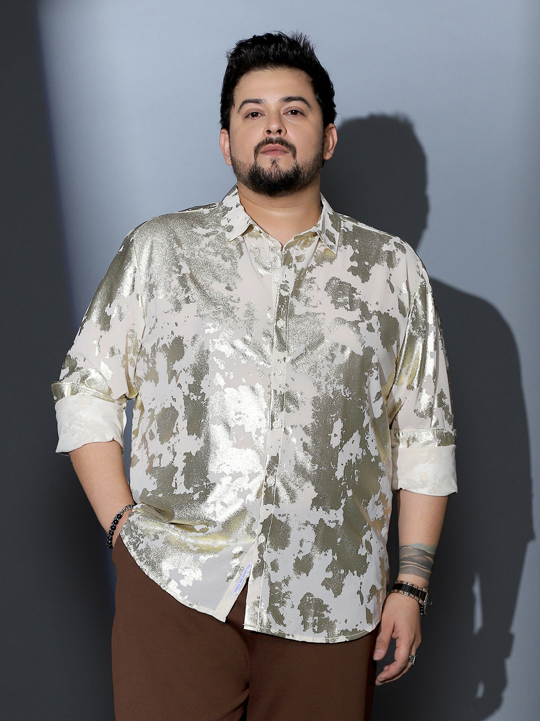 Metallic-Foil Imprint Shirt