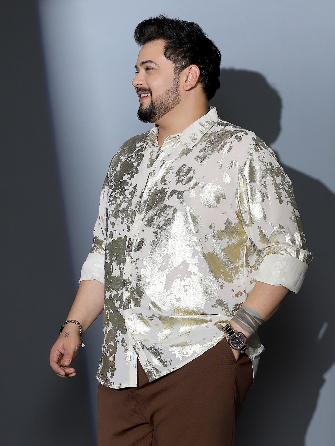 Metallic-Foil Imprint Shirt