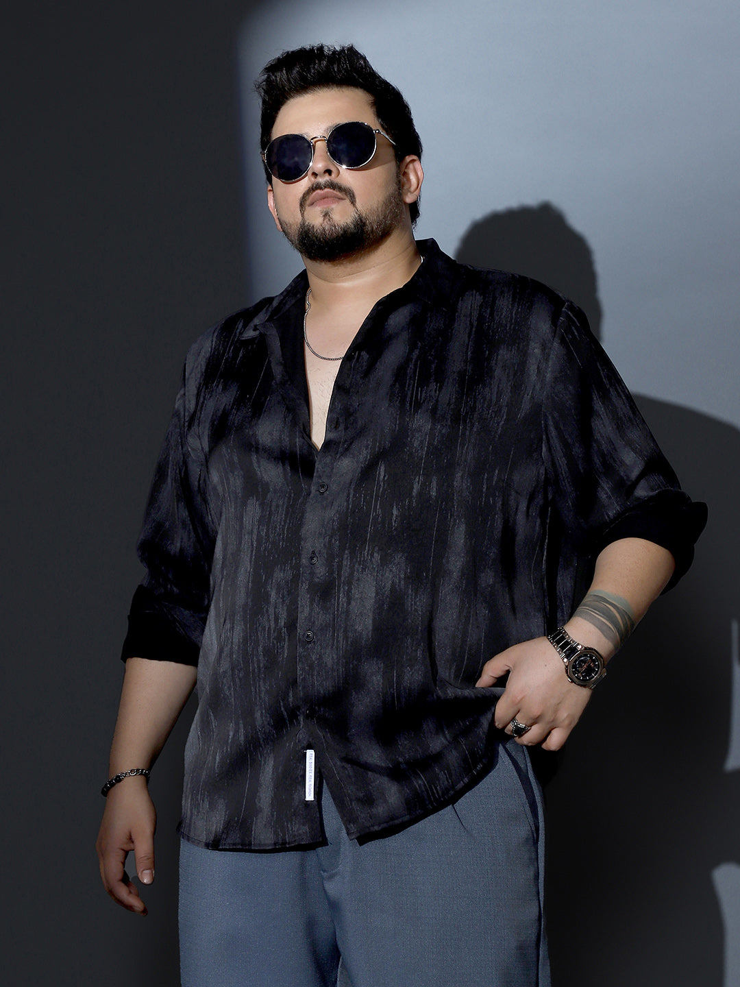 Gleaming-Grazed Satin Shirt