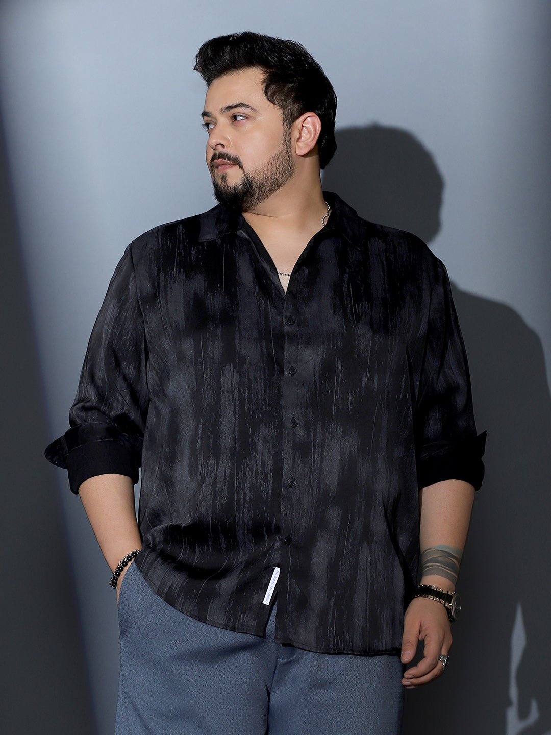 Gleaming-Grazed Satin Shirt