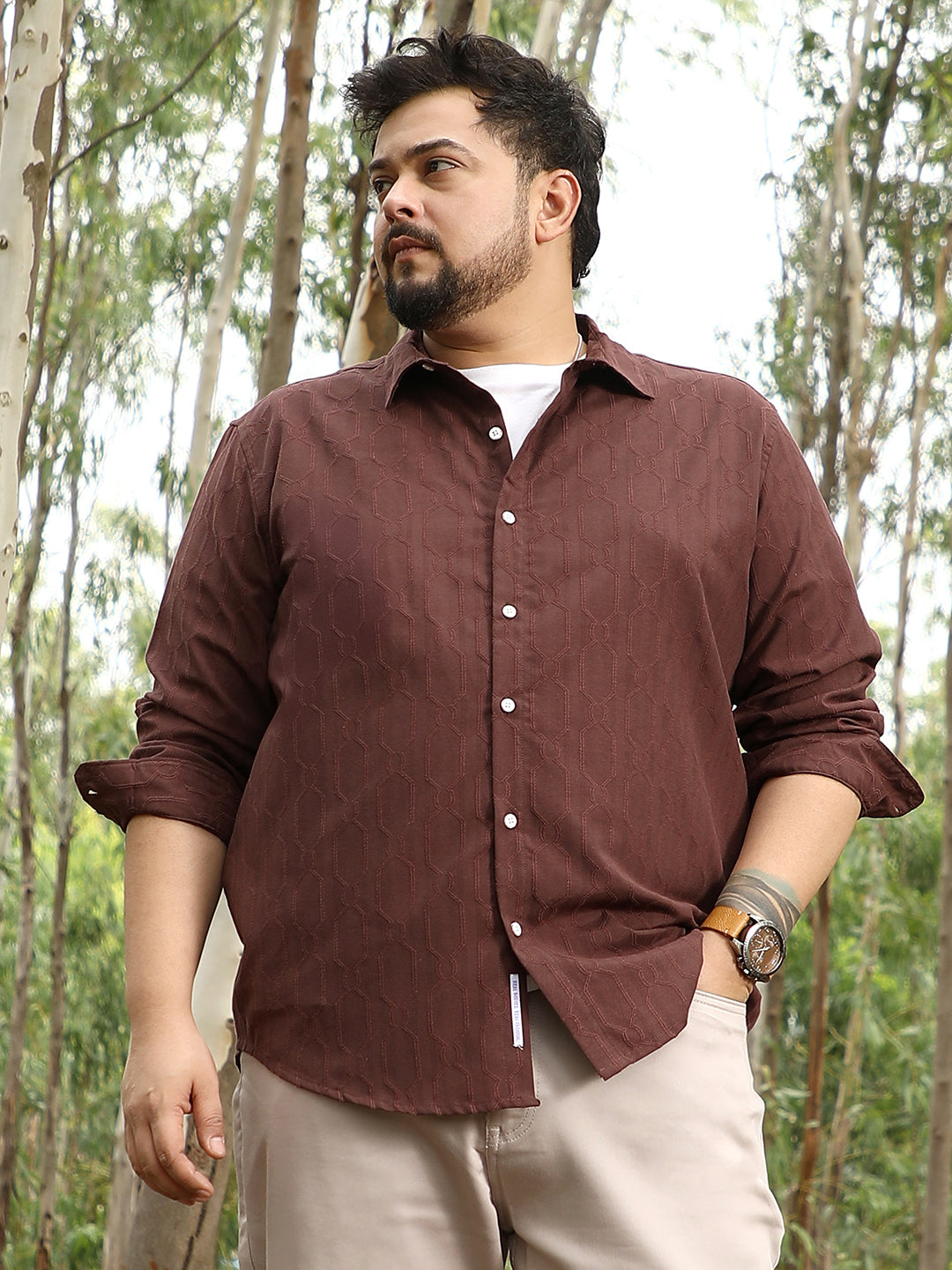 Indie-Geometric Jacquard Shirt