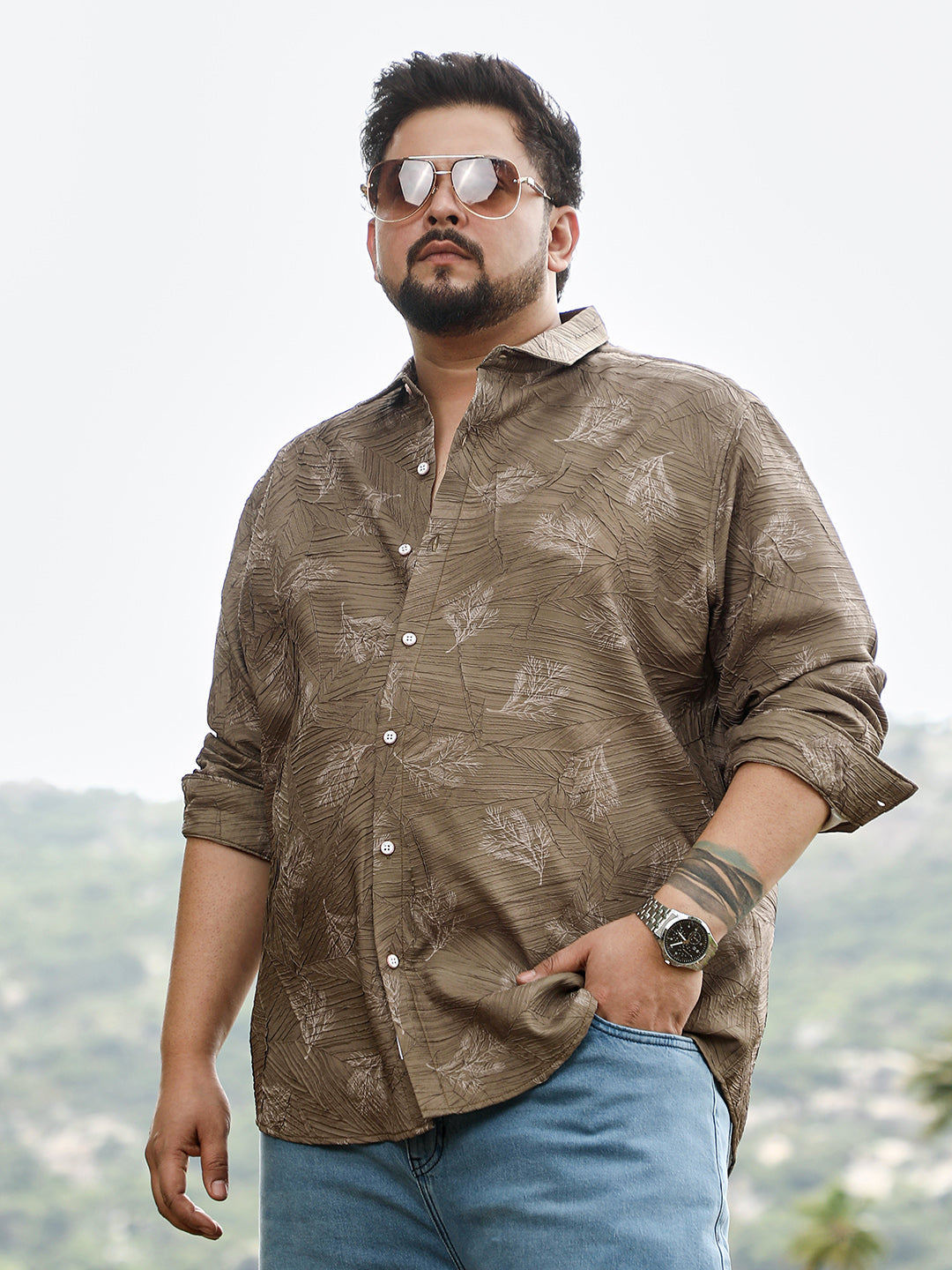 Twig-Imprint Foliage-Tactile Shirt
