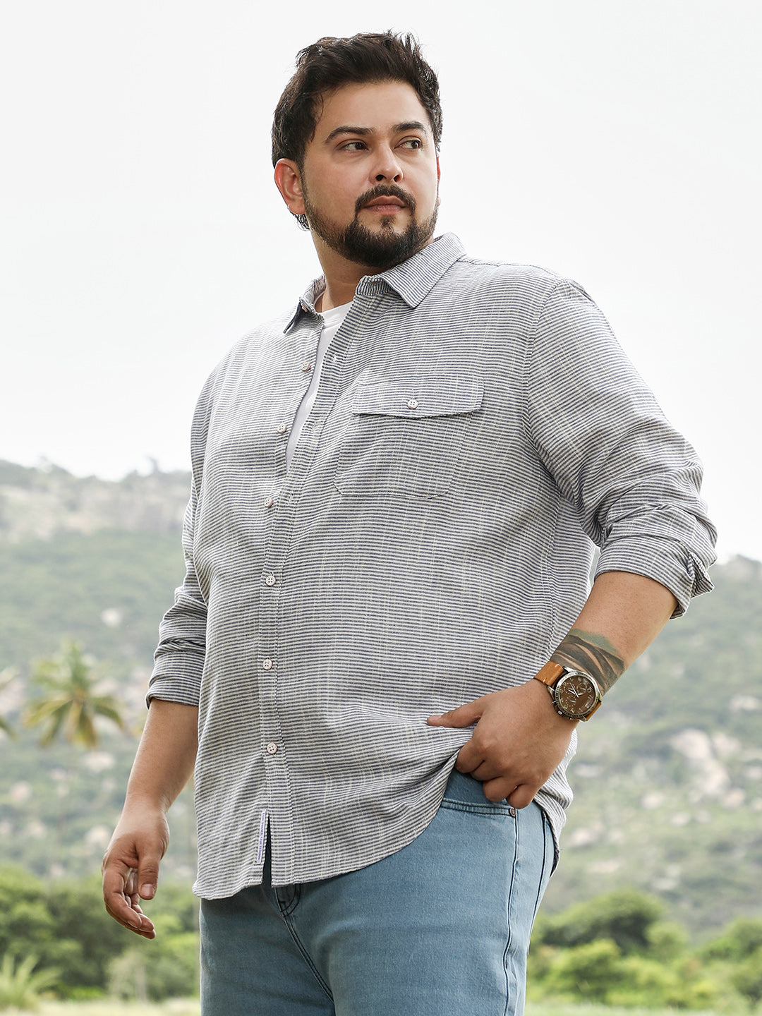 Candy-Stripe Jacquard Shirt