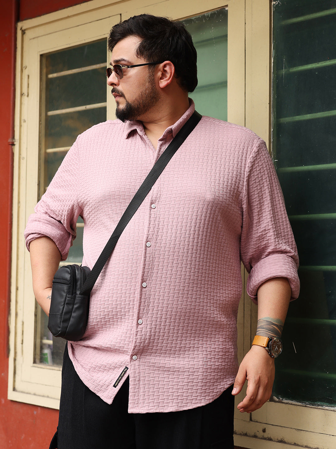 Basket-Knit Jacquard Shirt