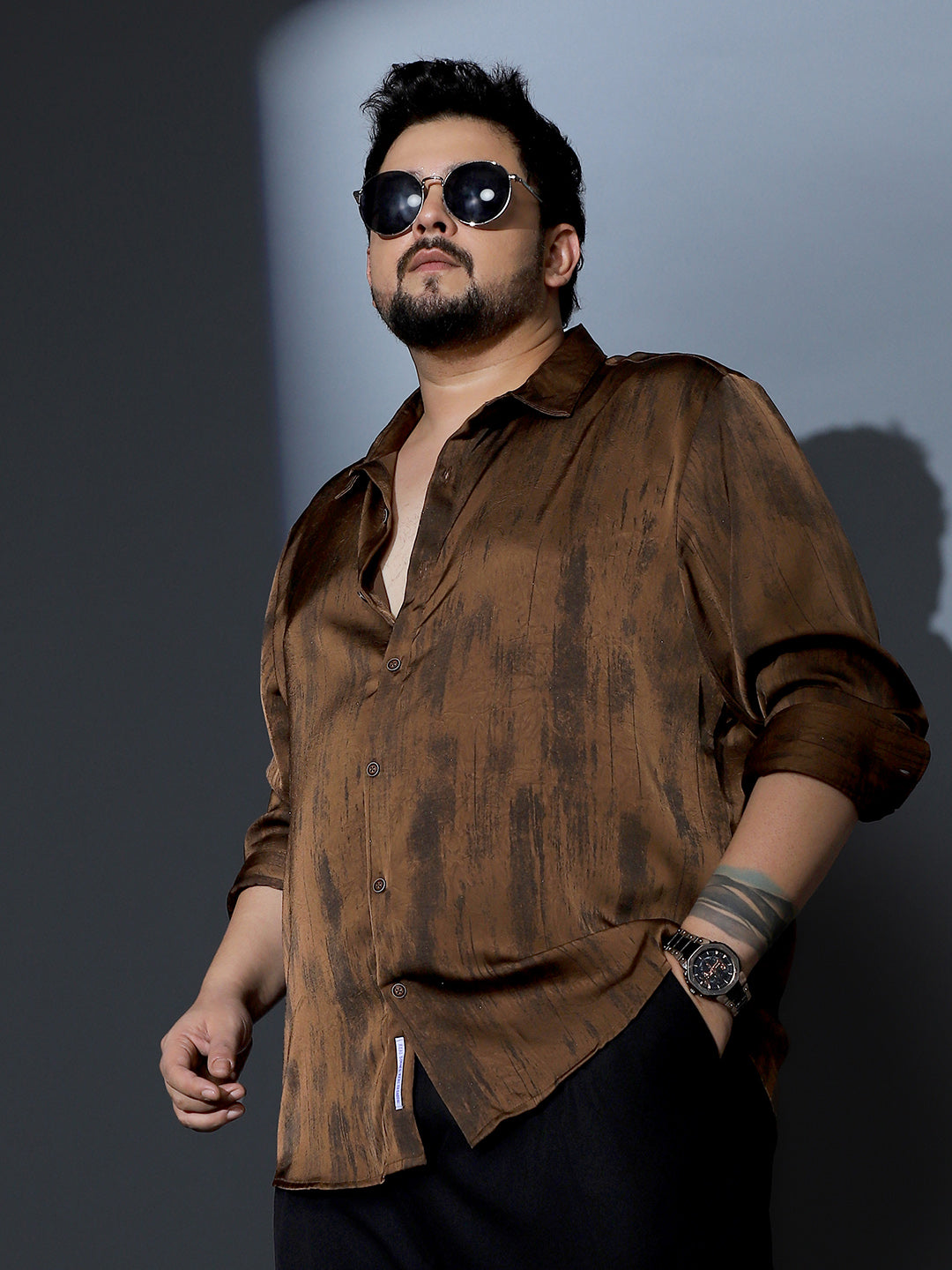 Gleaming-Grazed Satin Shirt