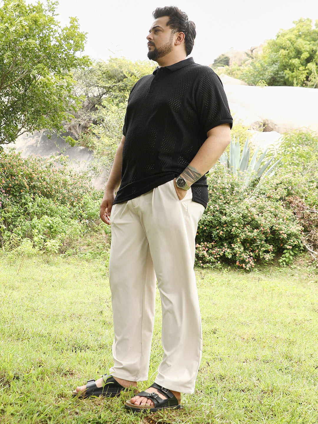 Marquise-Panel Jacquard Polo T-Shirt