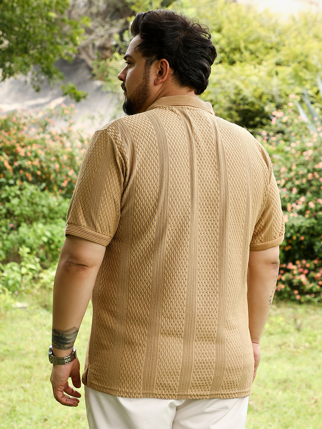Marquise-Panel Jacquard Polo T-Shirt