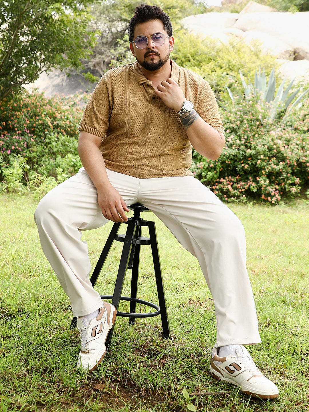 Marquise-Panel Jacquard Polo T-Shirt