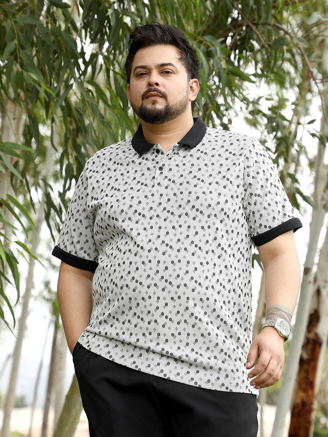 Shadowed-Polka Polo T-Shirt