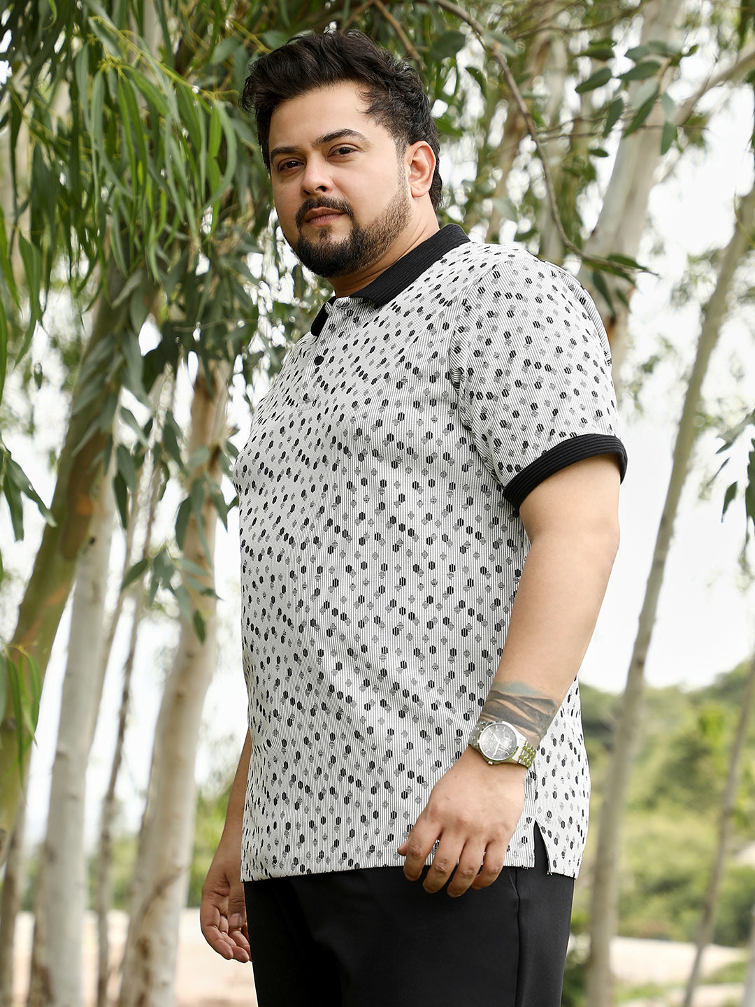 Shadowed-Polka Polo T-Shirt